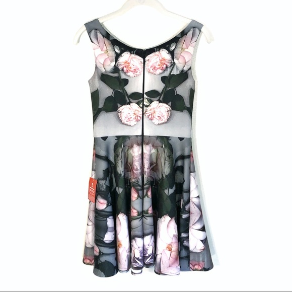 ASOS skater dress gray floral NWT size 2 - Picture 2 of 9